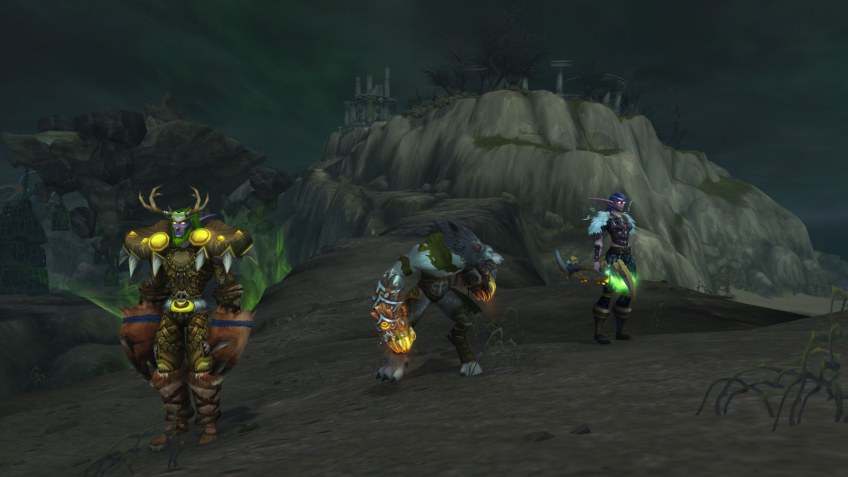 My druid, Broll Bearmantle, and Thisalee Crow during the druid class campaign in World of Warcraft: Legion