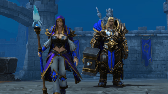 Arthas and Jaina in a cutscene from Warcraft III: Reforged