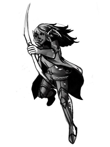 Artwork of my D&D character, Maigraith Numin, by Jennifer Luu
