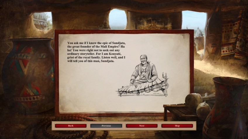 A mission briefing from the Malian campaign in the Age of Empires II Definitive Edition.