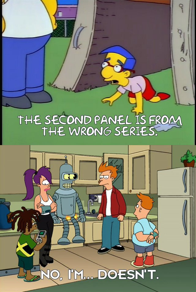 One of my Simpsons memes, featuring a Futurama crossover.