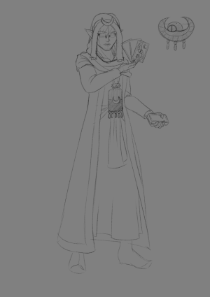 An early sketch of Osiron, Wyrd Street's Iconic Fortune Teller.