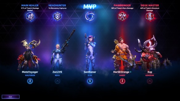 Earning an MVP award as D.va in Heroes of the Storm.