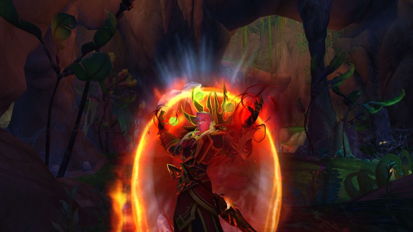 My Blood Elf mage uses the Venthyr Sinstone hearthstone in World of Warcraft.