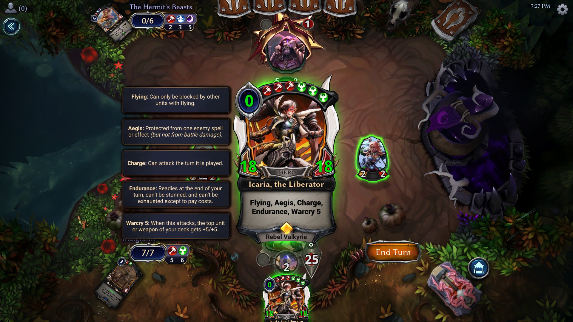 A very buffed Icaria the Liberator in Eternal Card Game.